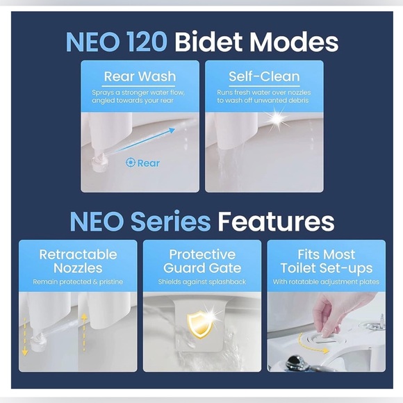LUXE Bidet NEO 120 Fresh Water Non-Electric Bidet Attachment for Toilet Seat NWT - Picture 8 of 9